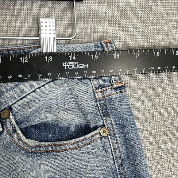 7 Seven For All Mankind Jeans Womens 30 Blue Pink Stitching A Pocket Flare Y2K - Picture 6 of 12